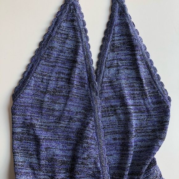 NWT M Missoni Purple Metallic Knit Halter Dress - Picture 4 of 5